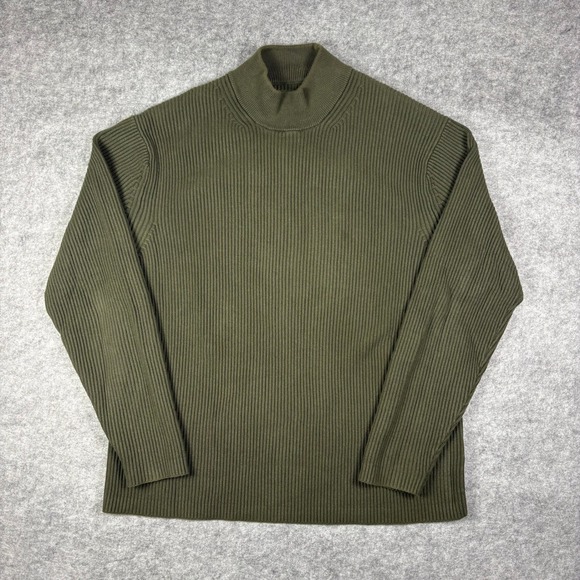Banana Republic Other - Banana Republic Organic Cotton Mock Neck Ribbed Sweater Mens Large Olive Green